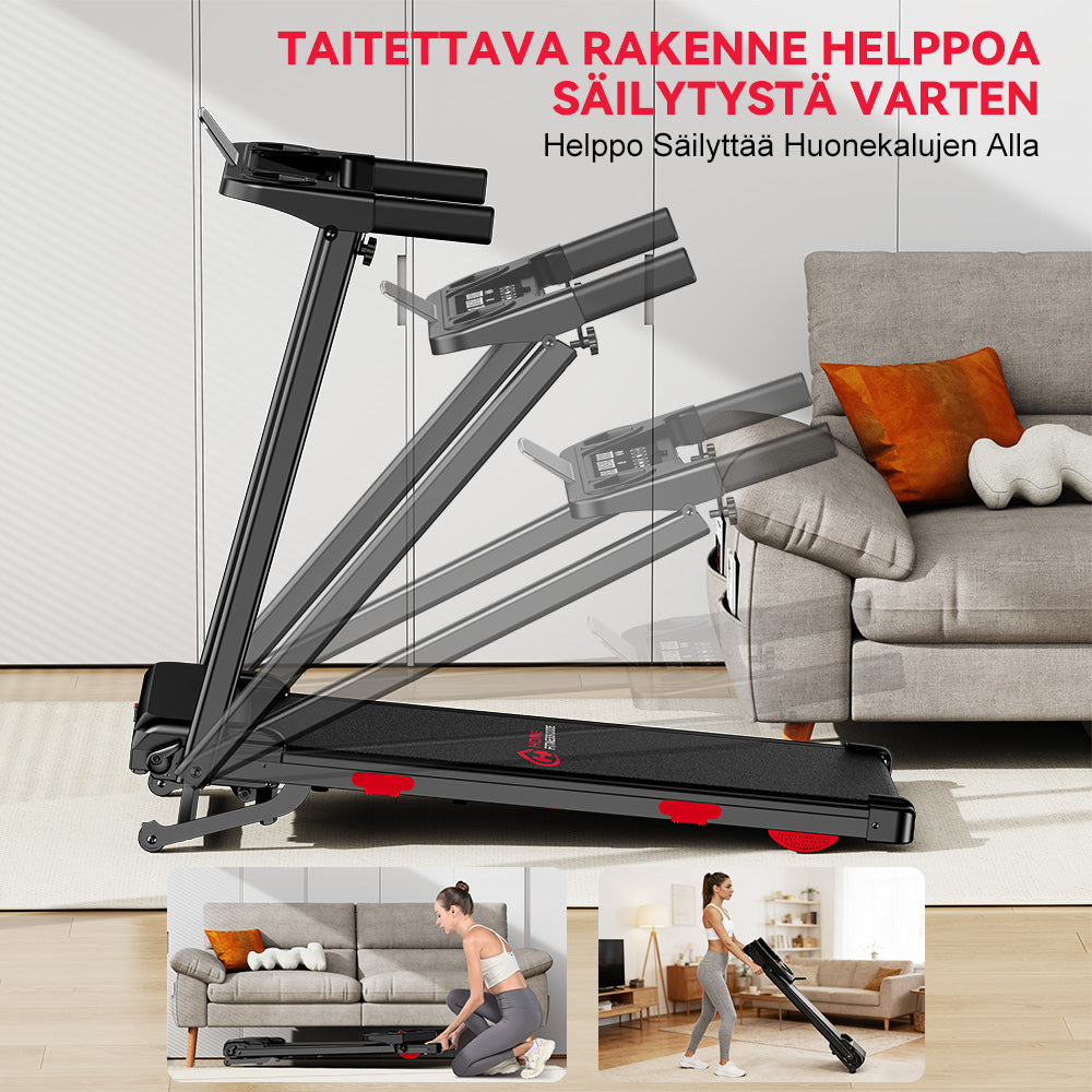 Taitettava Juoksumatto Q5 Säädettävällä Kaltevuudella, Harjaton Moottori, Nopeus 1–12 Km/H