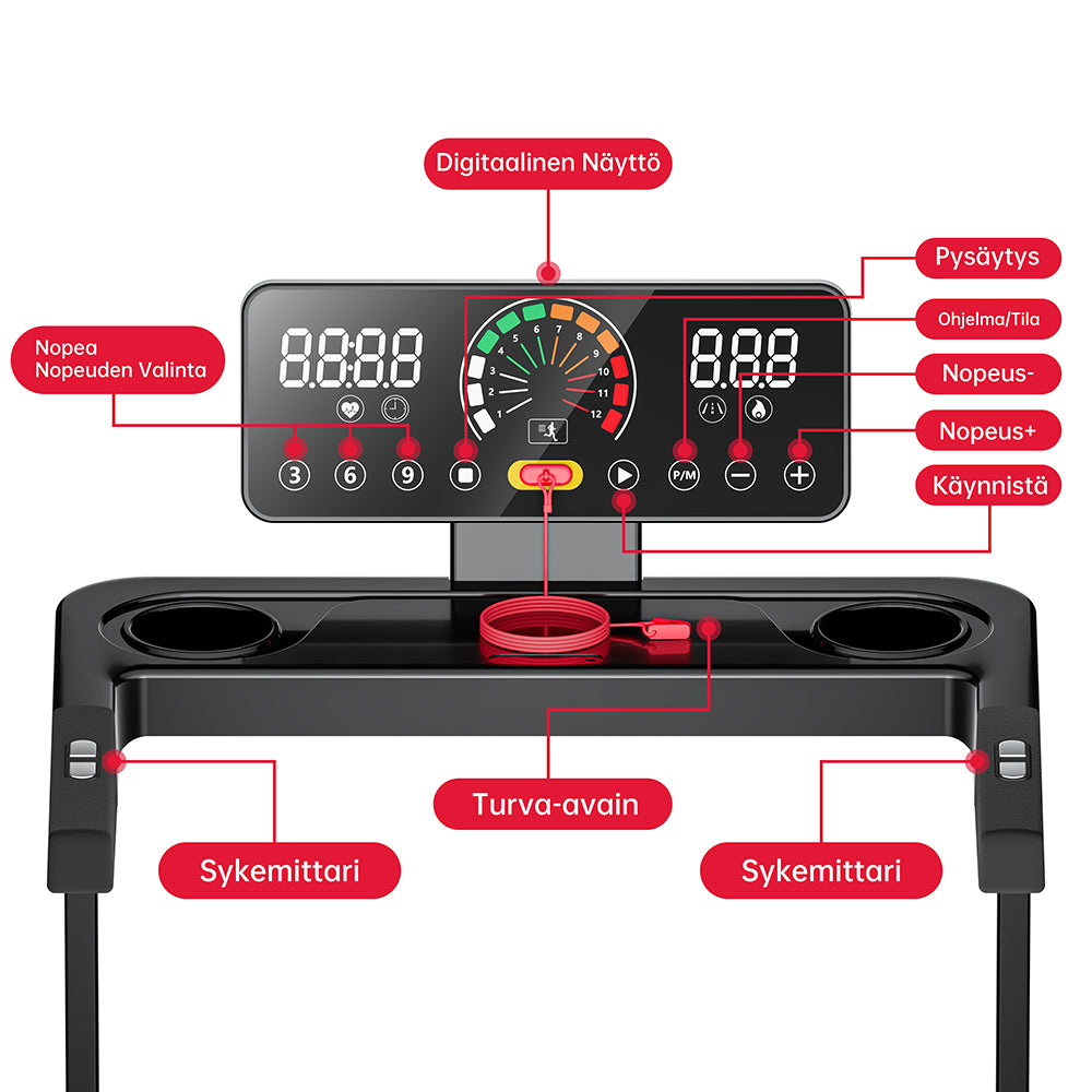 Taitettava Juoksumatto Q8, 1-12 KM/H, 5% Manuaalinen Kaltevuus