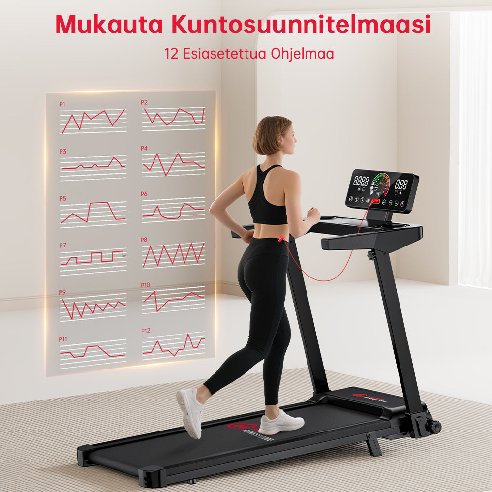 Taitettava Juoksumatto Q8, 1-12 KM/H, 5% Manuaalinen Kaltevuus