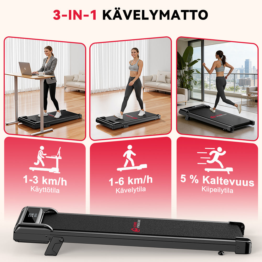 Juoksumatto Z3 Harjattomalla Moottorilla, Nopeus 1-6 KM/H, 5% Manuaalinen Kaltevuus