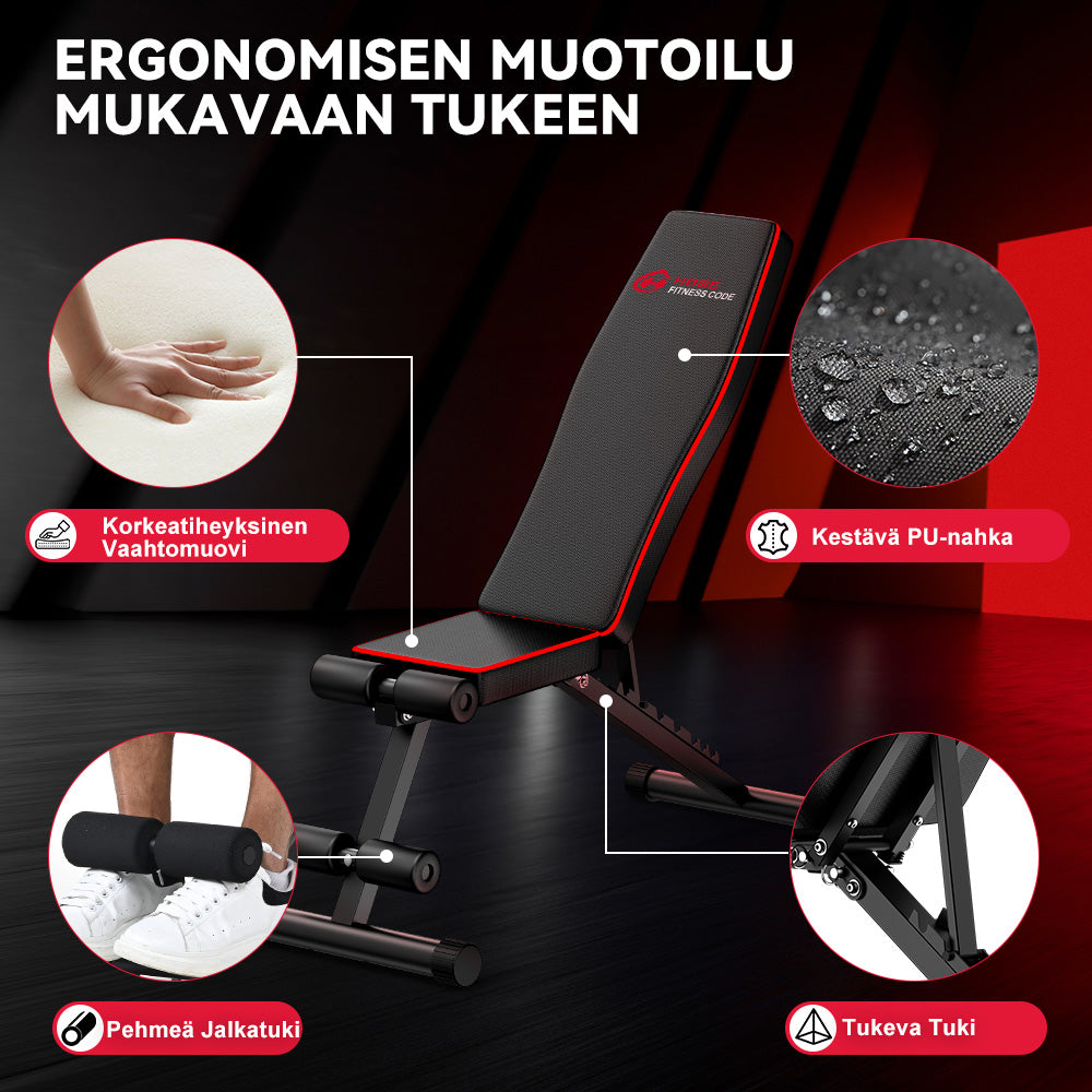 Taitettava Kuntosalipenkki B1, Säädettävä Selkänoja