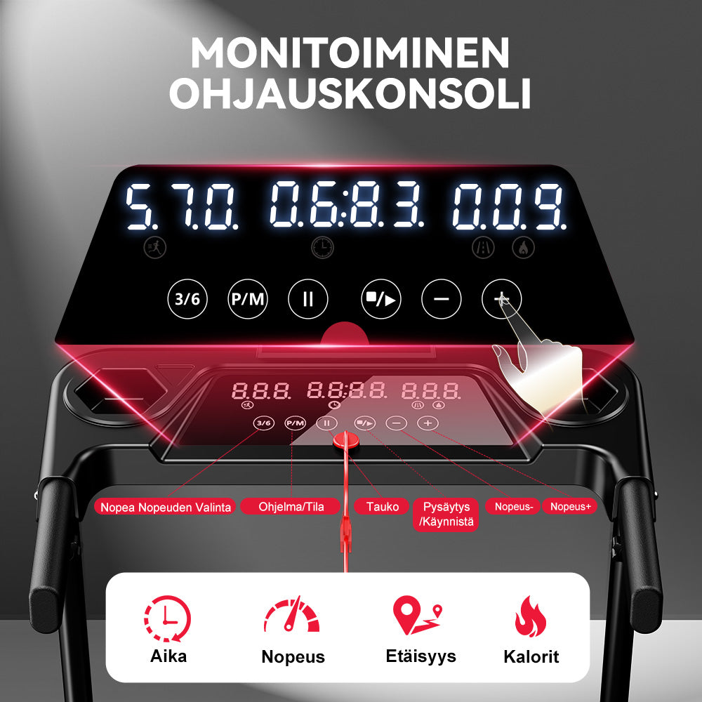 Taitettava Juoksumatto Q5 Säädettävällä Kaltevuudella, Harjaton Moottori, Nopeus 1–12 Km/H