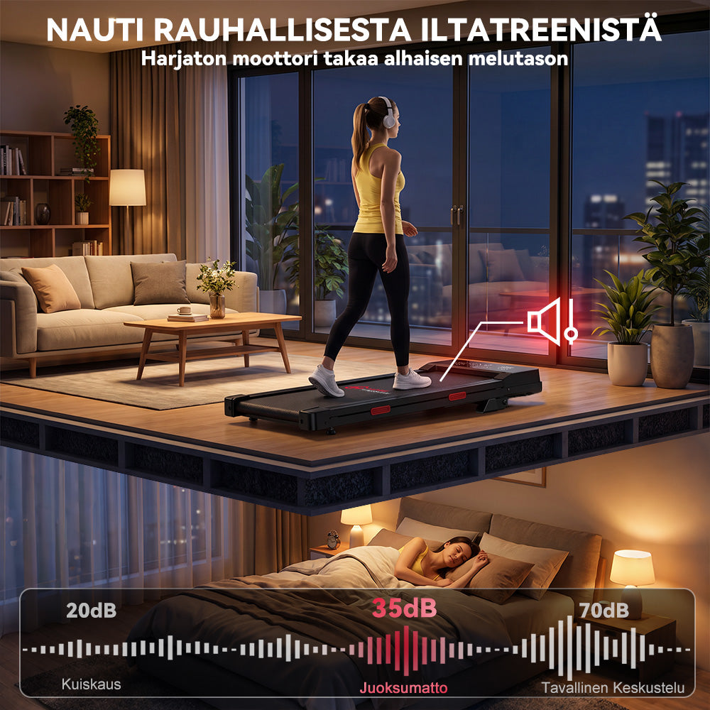 Juoksumatto Q2 Pro Harjattomalla Moottorilla, Nopeus 1–10 km/h, 5% Manuaalinen Kaltevuus (Uusi Versio)