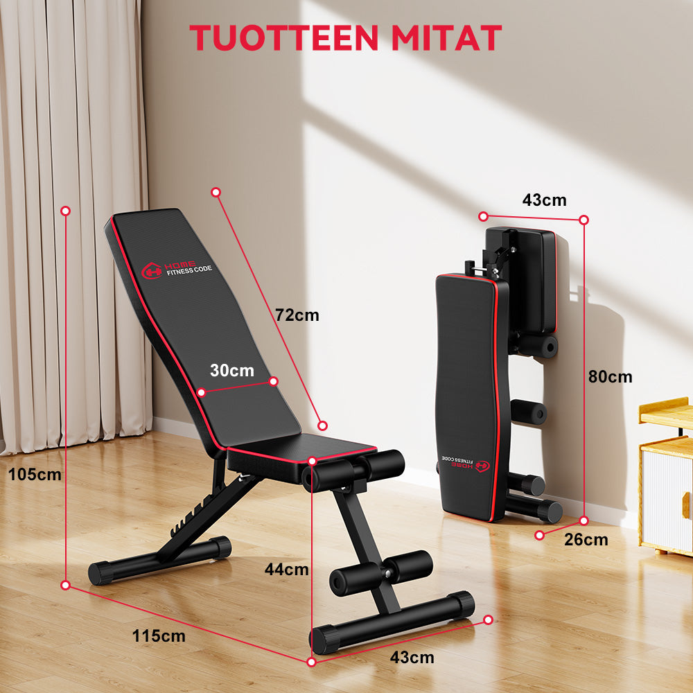 Taitettava Kuntosalipenkki B1, Säädettävä Selkänoja